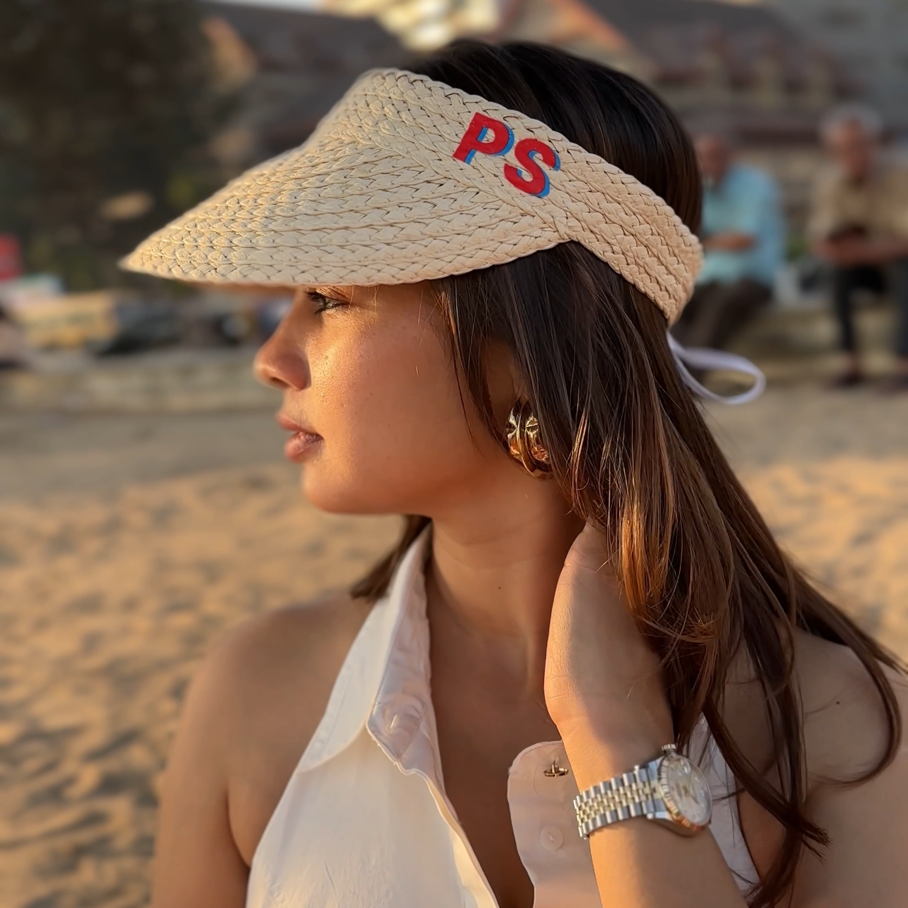 Personalised Natural Straw Visor Hat